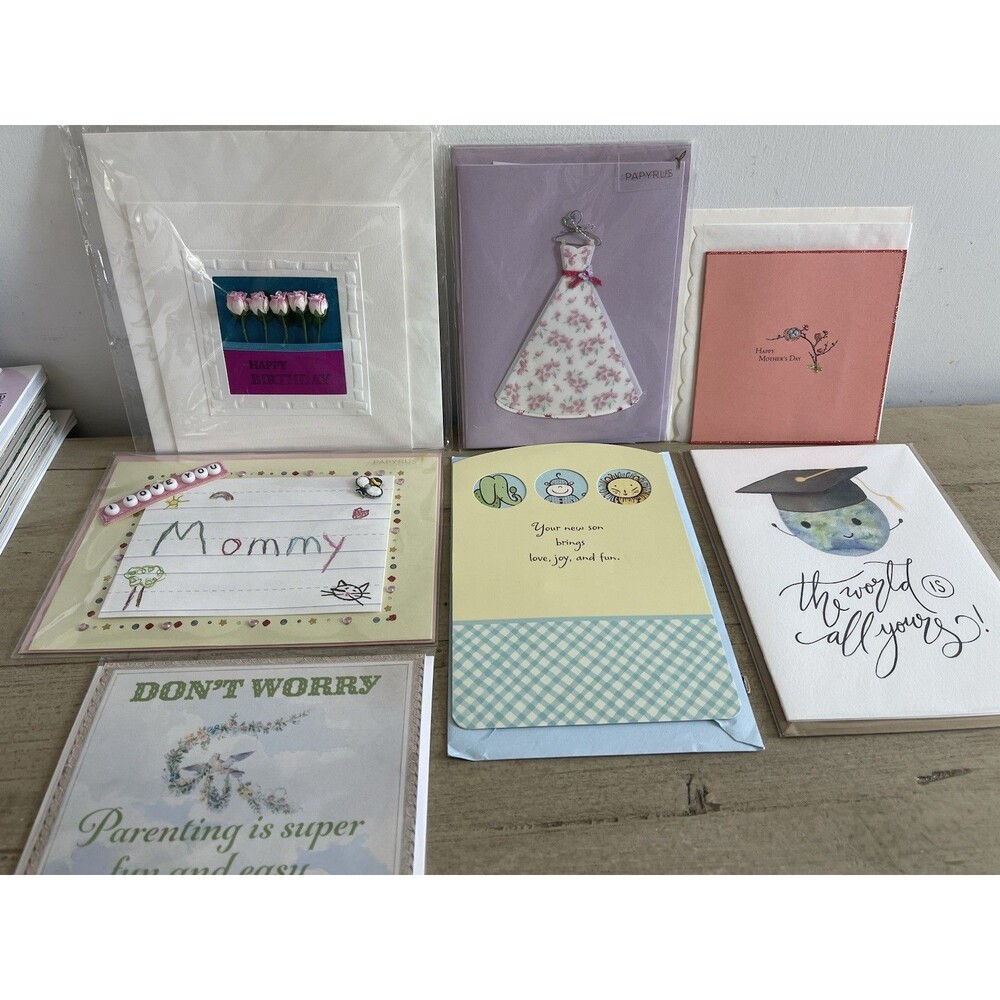 New Greeting Cards Lot of 7 – Birthday, Graduation, Baby, Wedding, Mothers Day